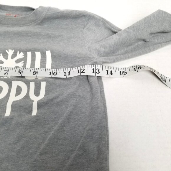 Cat Jack Snow Happy Graphic Tee Small 6 7 Gray Long Sleeve Snowflake Winter - Picture 5 of 7